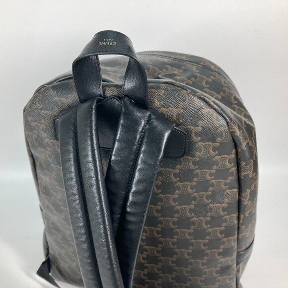 CELINE Bag Triomphe Backpack Leather Brown/Black - Picture 6 of 16